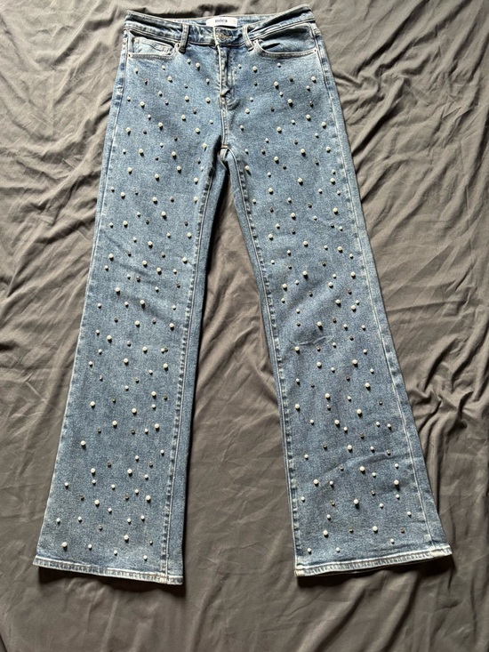 Mica Denim - Mica size 28 Pearl and Rhinestone-Embellished Women's Jeans - Light Blue